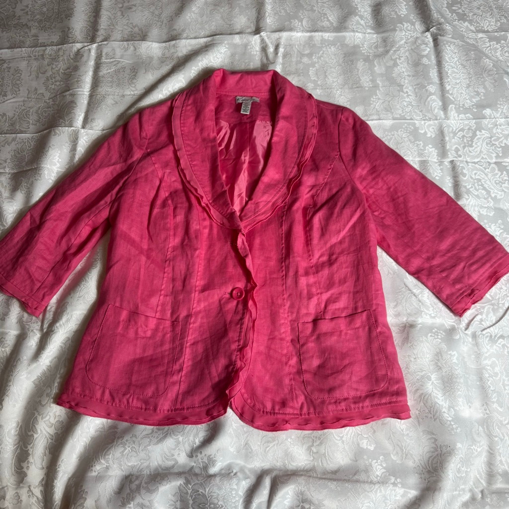 Women's Kim Rogers Petite Pink Linen Blazer MP